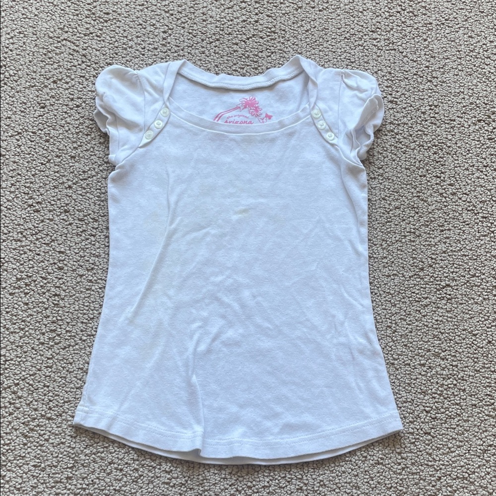 Arizona Jean Company White Ruffled Sleeve Tee